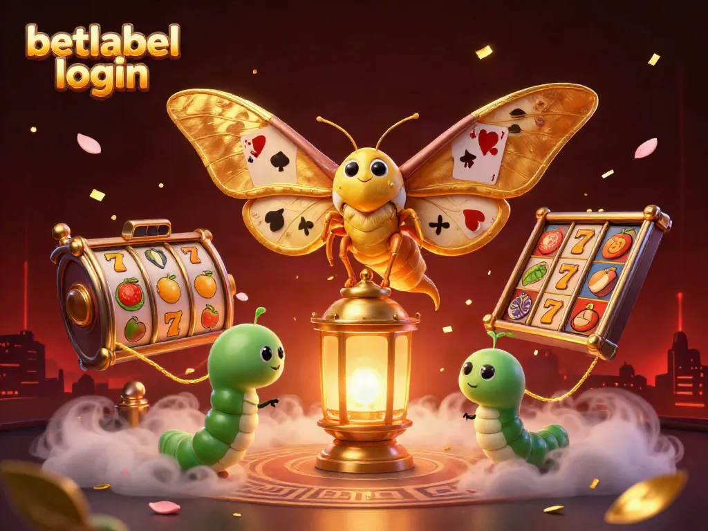 Engage with betlabel login through a vibrant 3D casino scene featuring lucky symbols and characters.